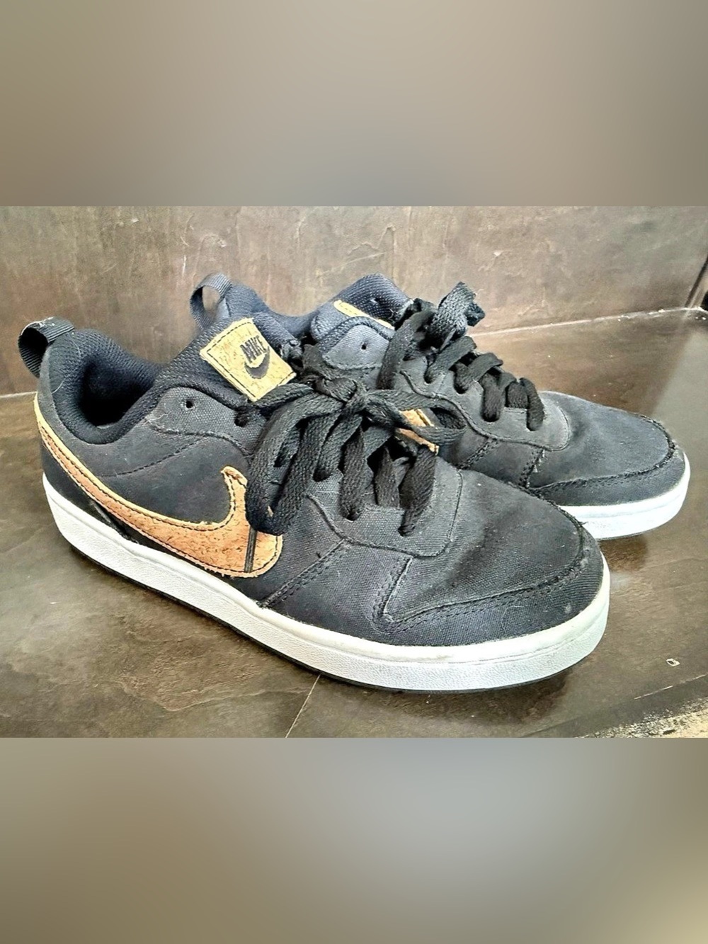 Nike Court Borough Low 2 Canvas "Black Cork" Sneaker Youth 5Y / Women’s 6.5